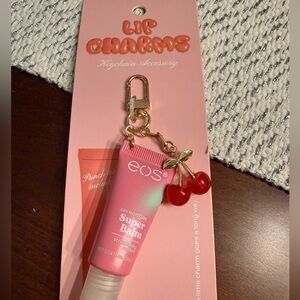 🍒 EOS Strawberry Sorbet Super Balm with cute Keychain/charm. 24-hour moisture